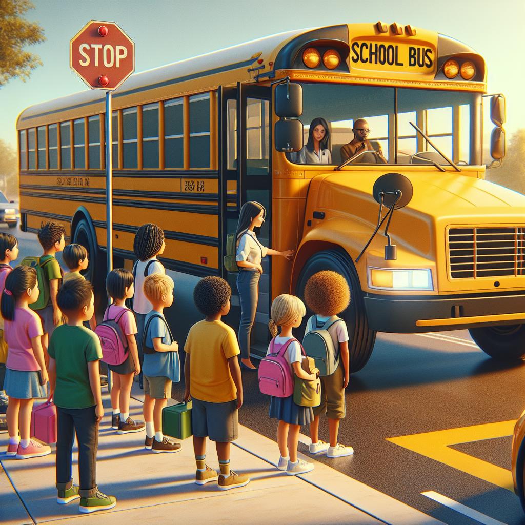 School bus safety illustration.