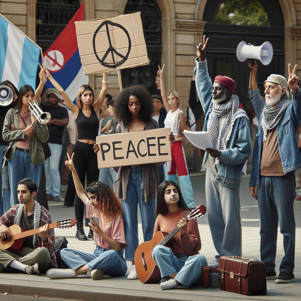 "Diverse group protesting peacefully"