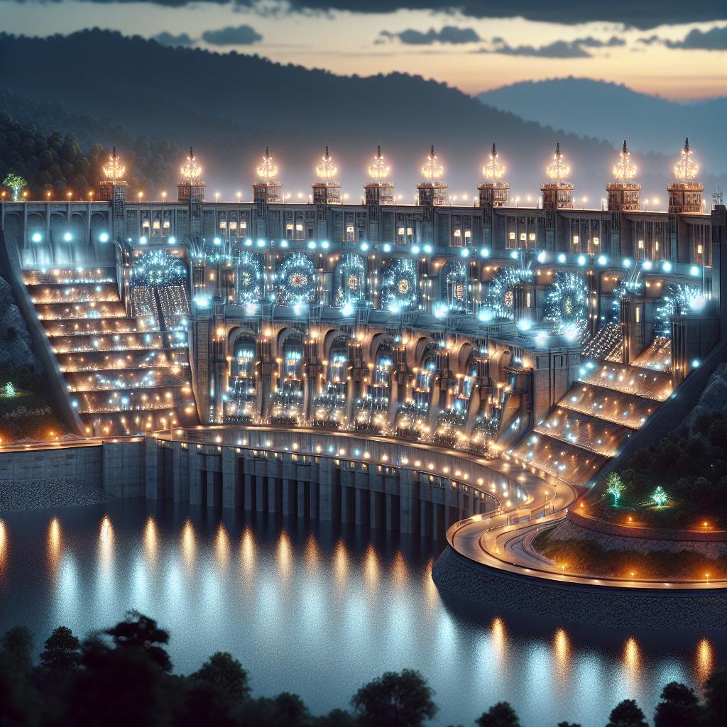 Decorative dam lighting installation