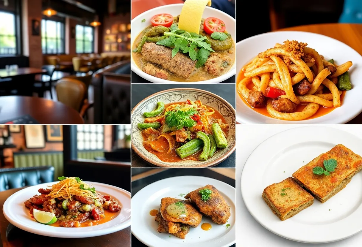 A variety of colorful dishes from different restaurants in Asheville NC