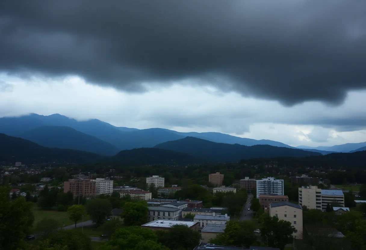 Stormy weather in Asheville NC impacting recovery efforts