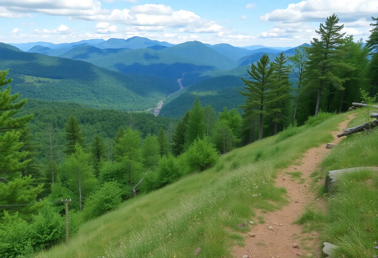 Asheville wilderness with hiking trails and mountains