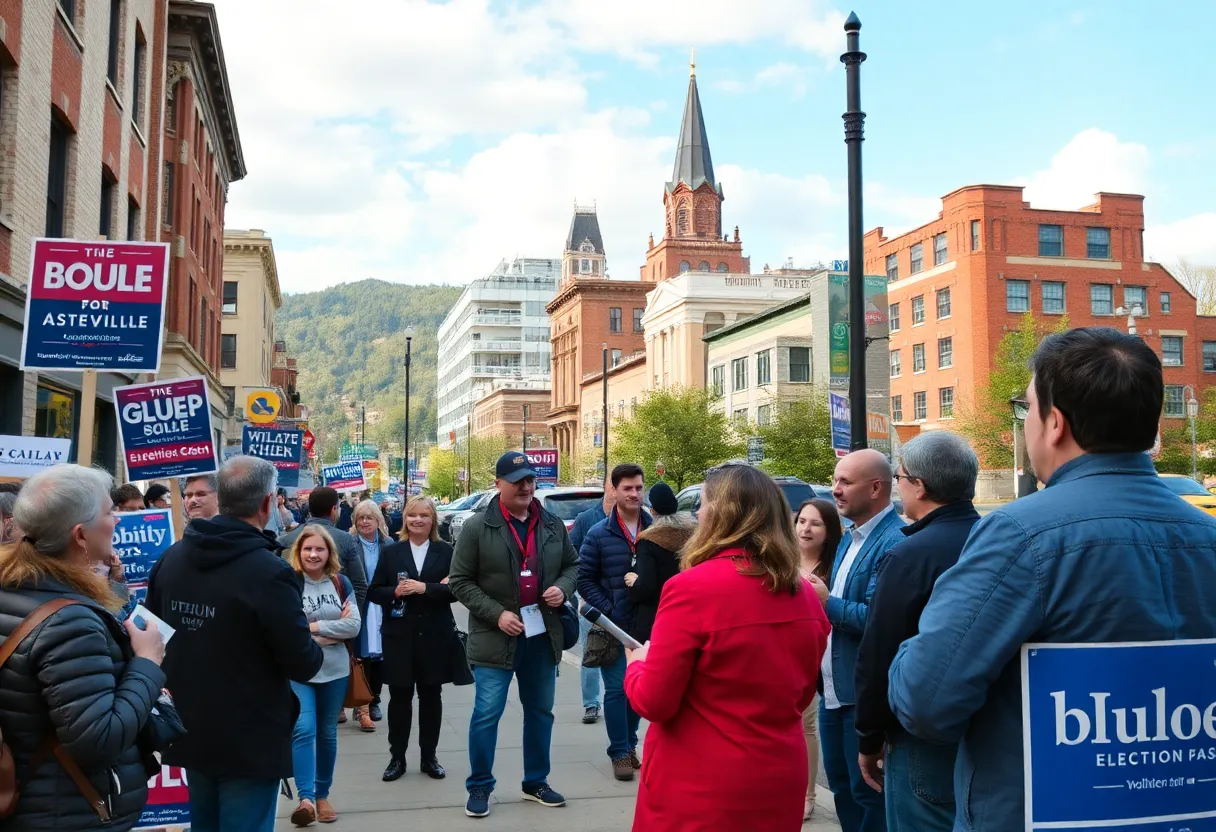 Community members engaging in conversation about the Asheville City Council election.