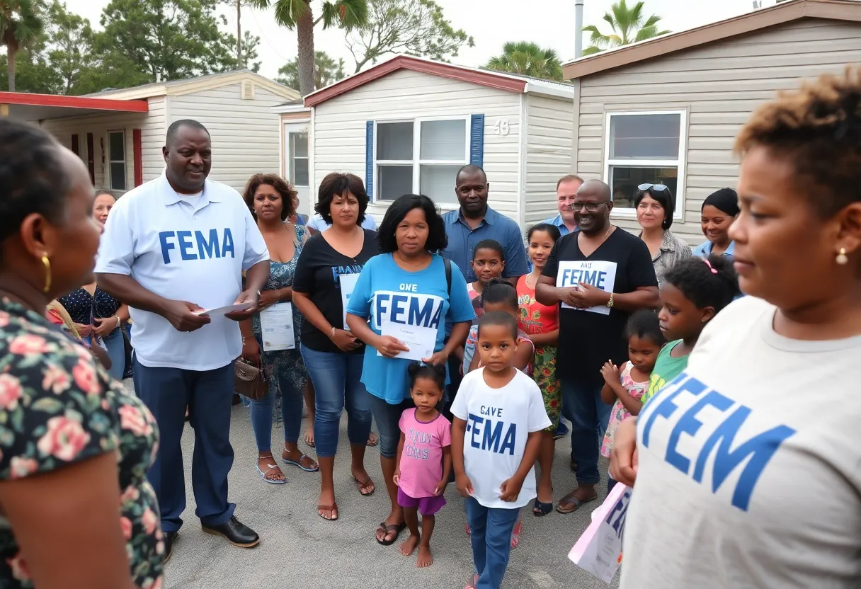 Families receiving FEMA aid in mobile homes after Hurricane Helene