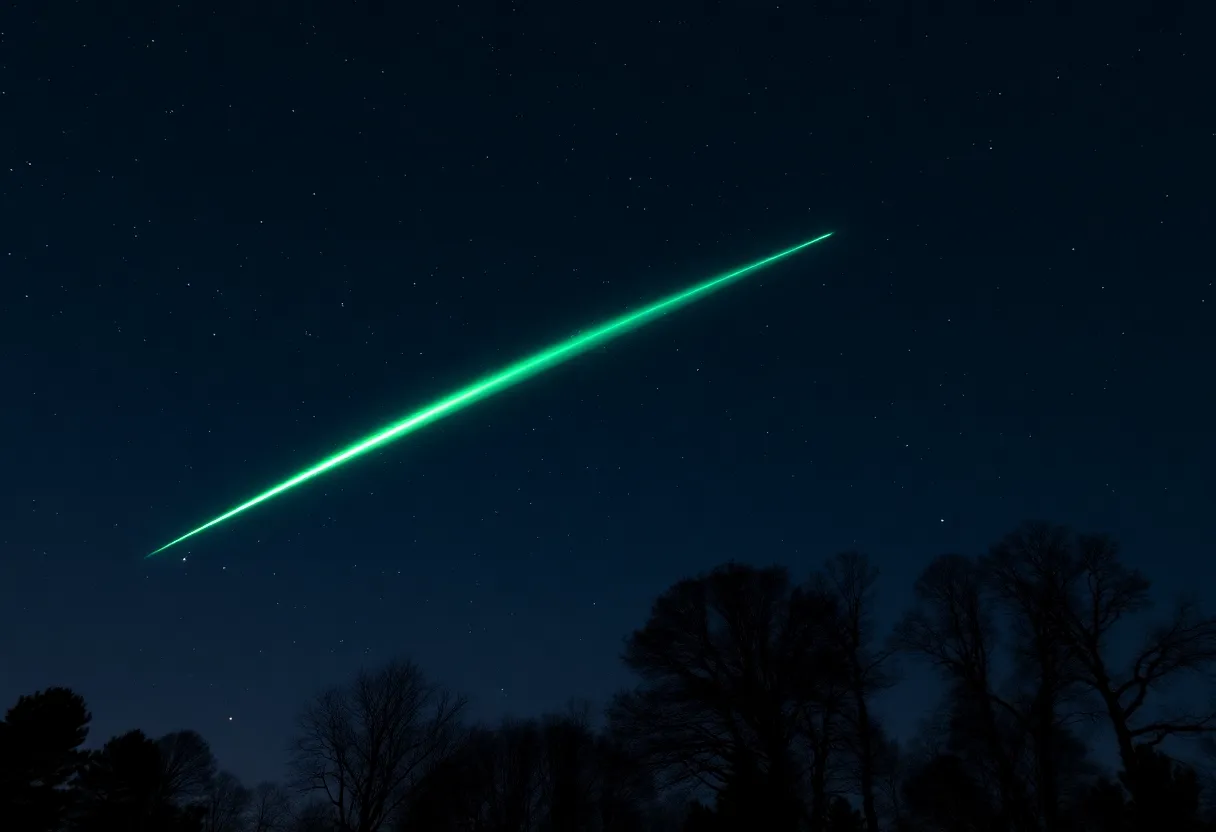 Meteor lighting up the night sky in North Carolina