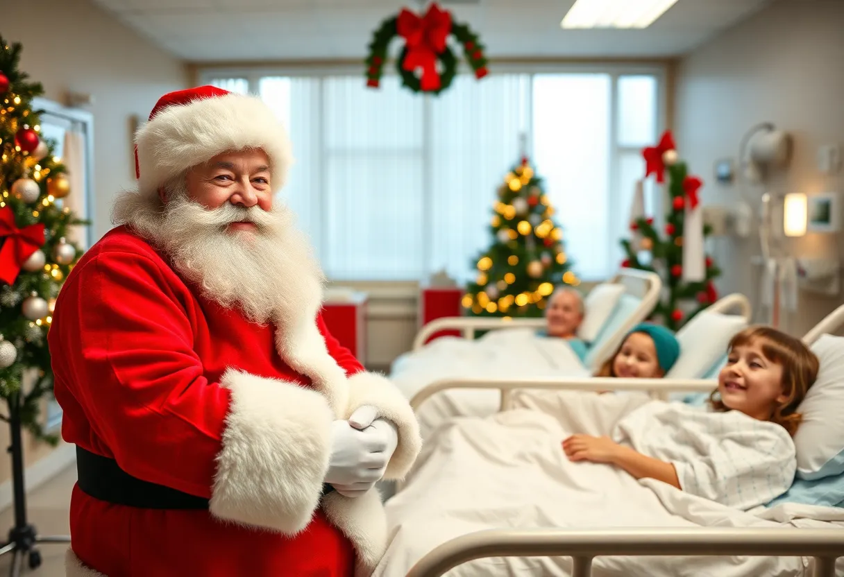 Santa Claus spreading holiday cheer at Asheville hospital