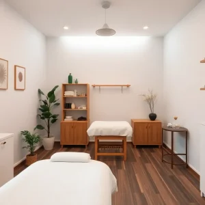 Interior of a calming acupuncture clinic