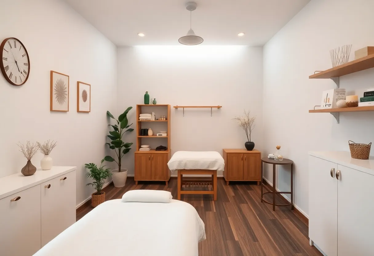 Interior of a calming acupuncture clinic