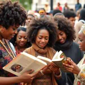 Community members celebrating Black History Month in Asheville