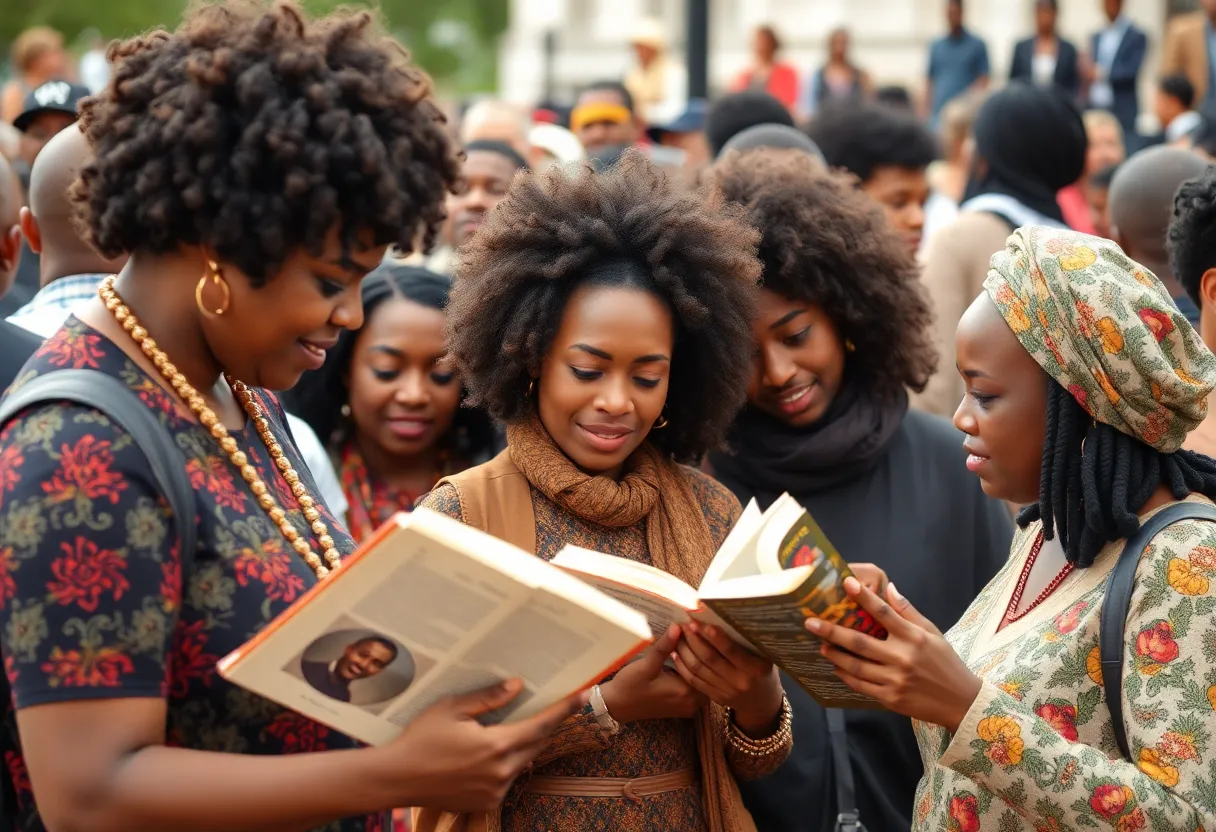 Community members celebrating Black History Month in Asheville