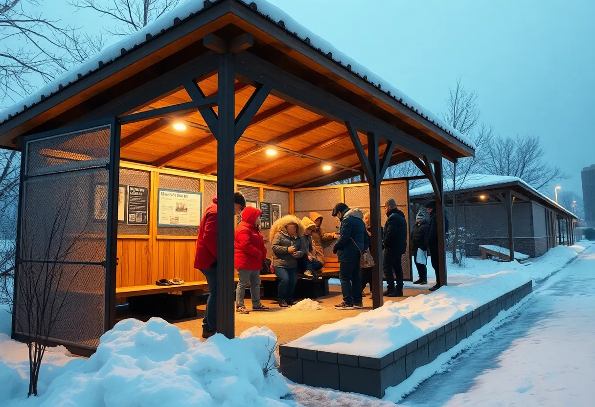 Emergency shelter providing warmth during winter in Asheville