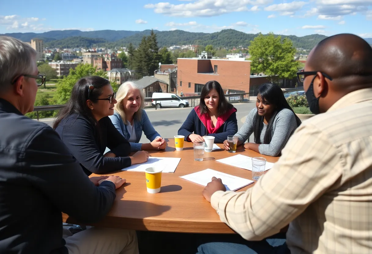 Residents discussing Asheville city development changes in a community meeting.