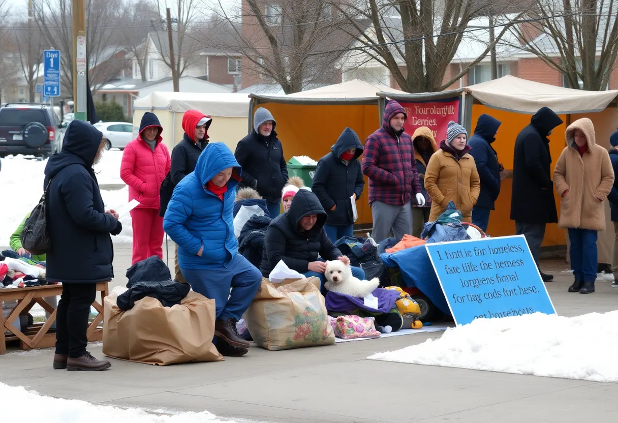 Community members assisting the homeless in Asheville after Hurricane Helene