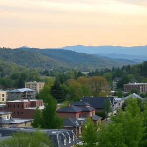 A beautiful landscape of Asheville, NC, amidst community rebuilding efforts.