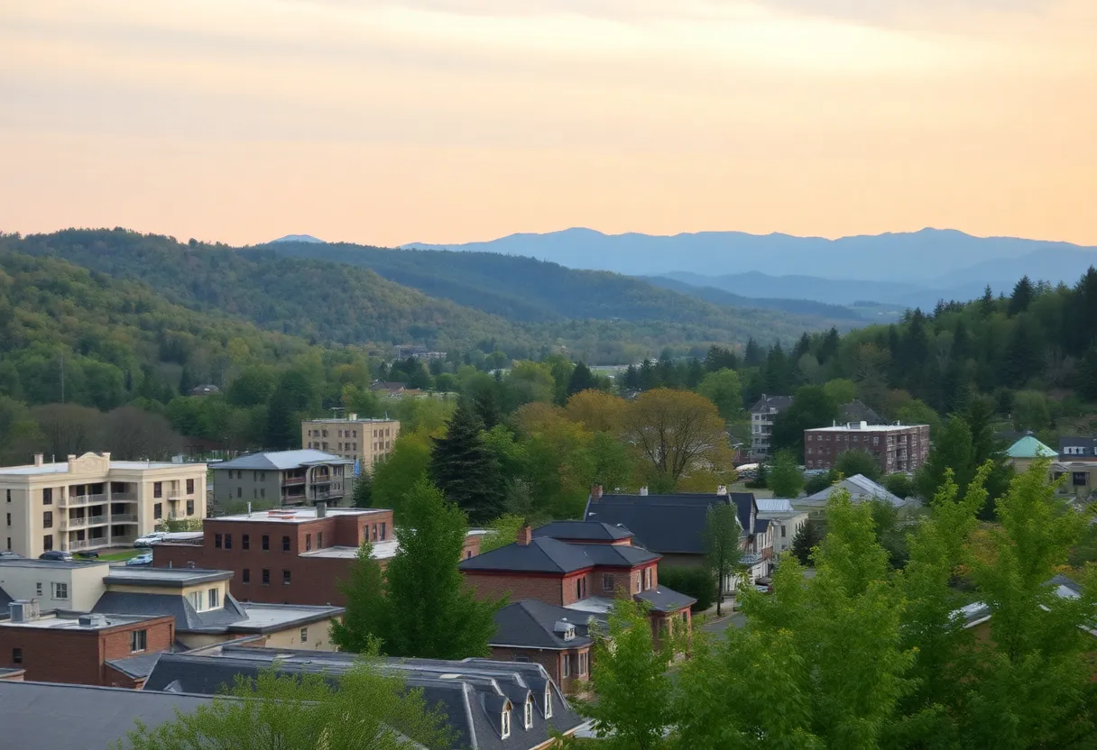 A beautiful landscape of Asheville, NC, amidst community rebuilding efforts.