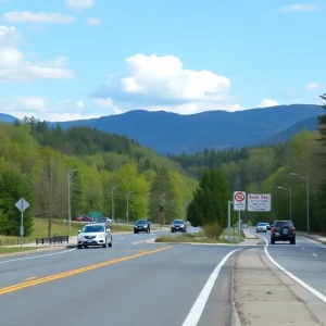 Reopened Swannanoa River Road in Asheville, NC after hurricane restoration.