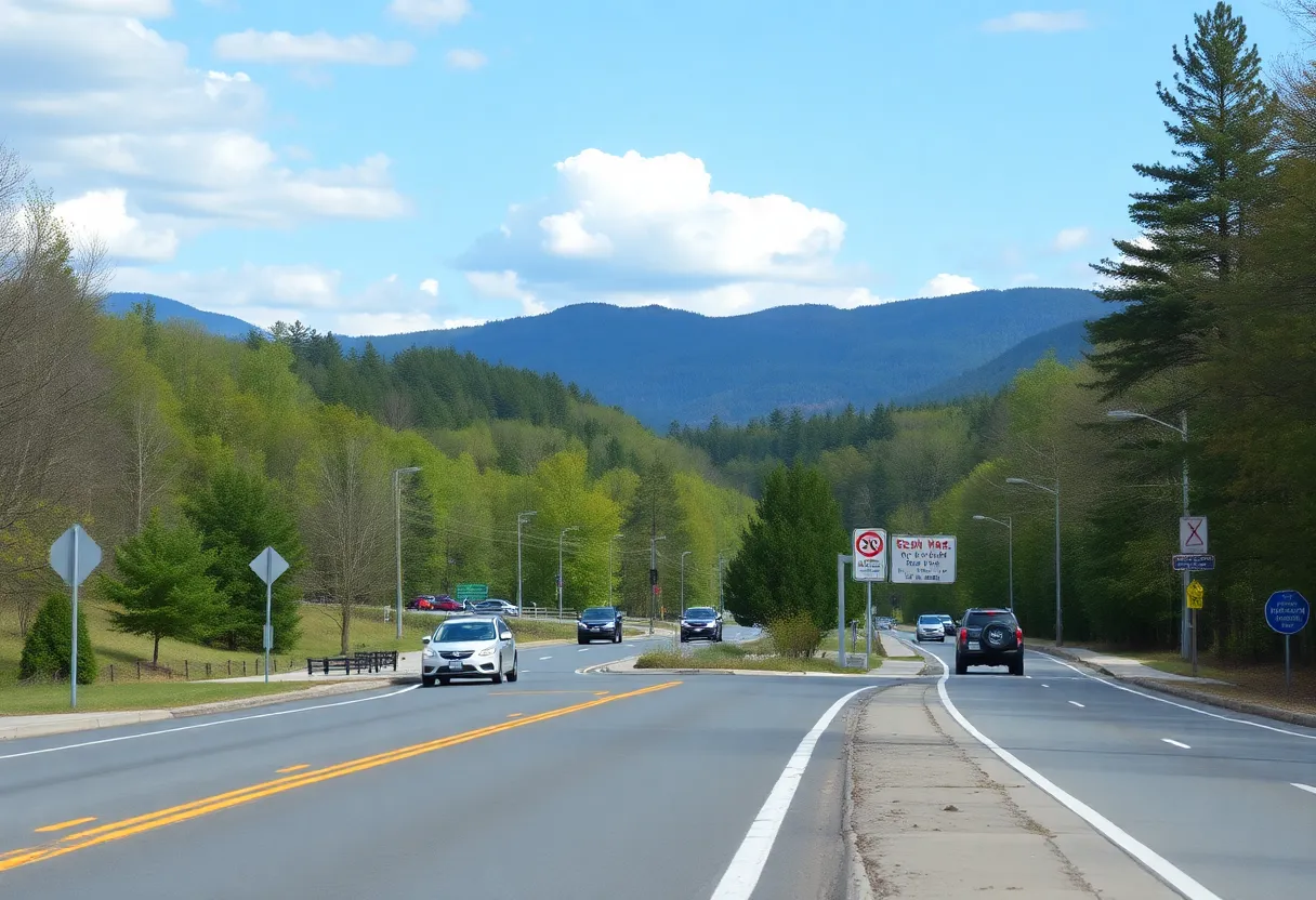 Reopened Swannanoa River Road in Asheville, NC after hurricane restoration.
