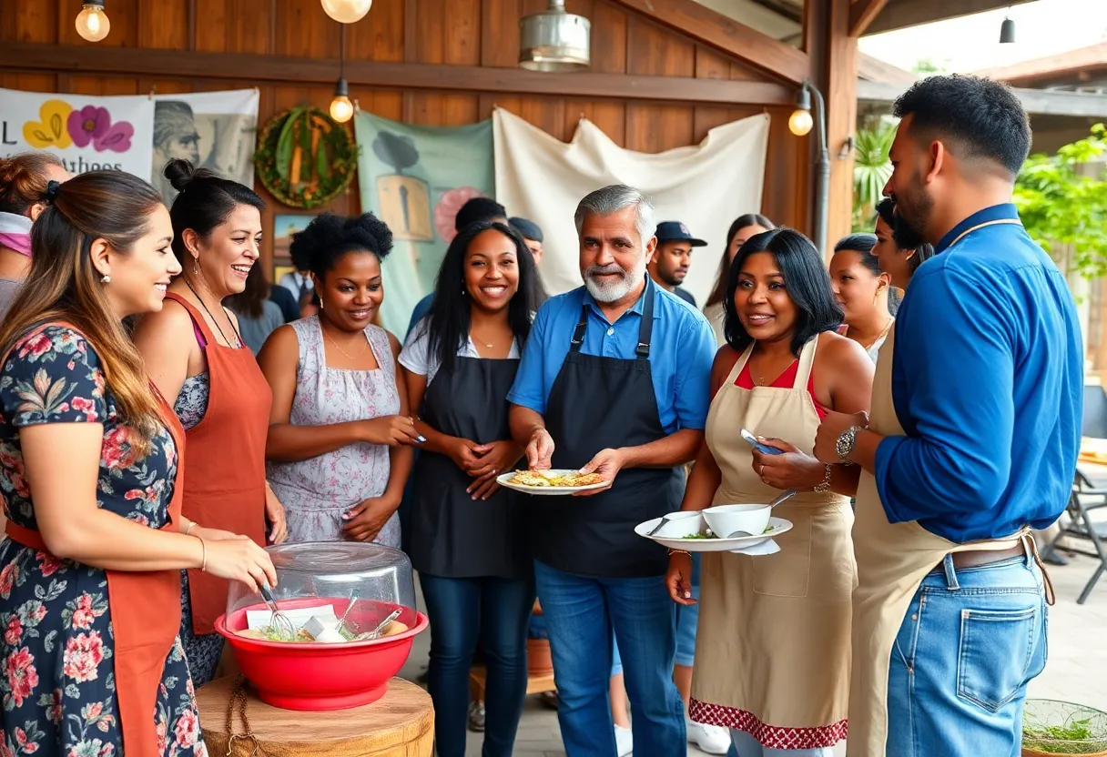 Artists and culinary workers collaborating in a supportive community environment
