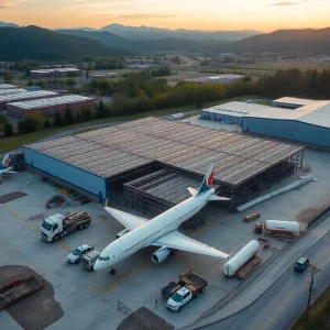 Aerial view of Pratt & Whitney manufacturing facility in Asheville