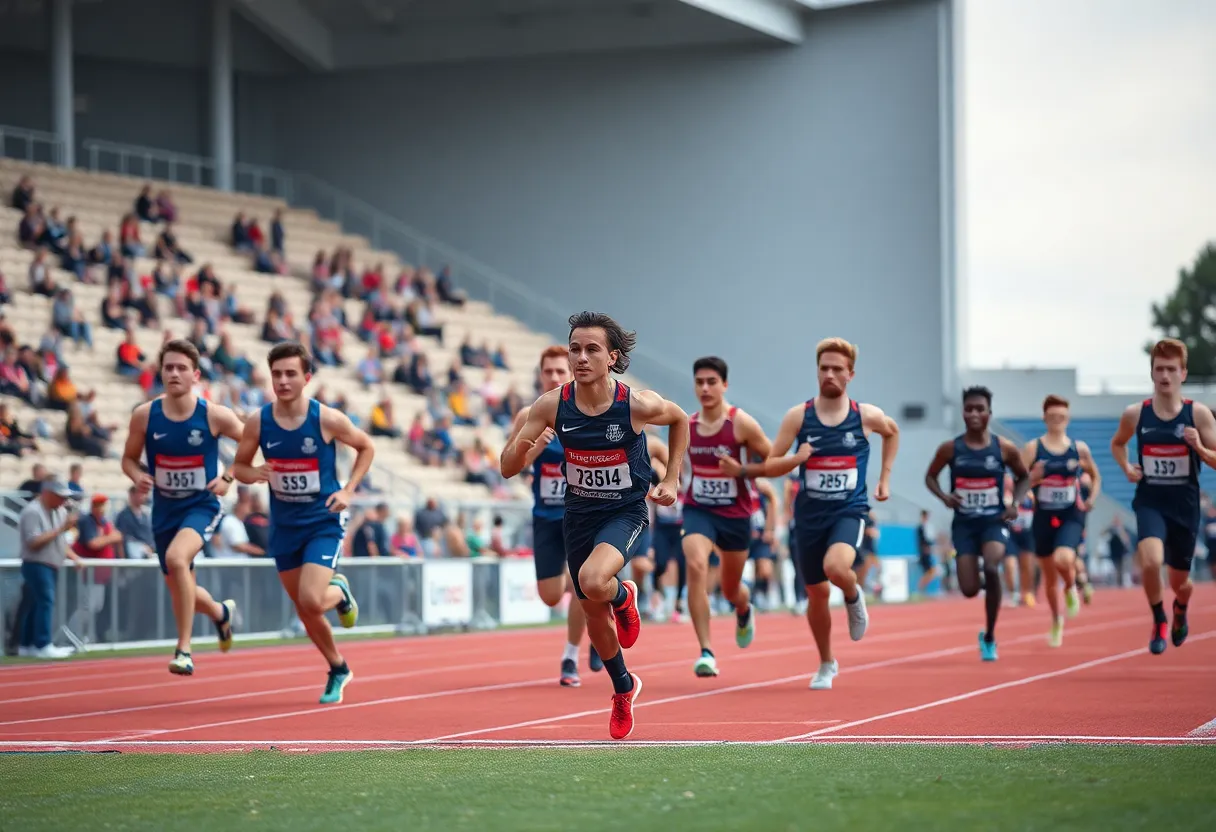 Athletes from UNC Asheville competing in the Gamecock Opener track and field event