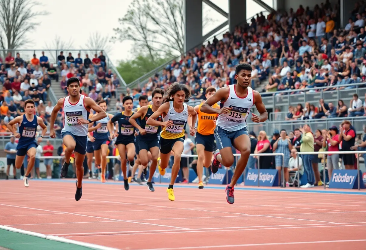 UNC Asheville track and field athletes competing at the Virginia Tech Invitational