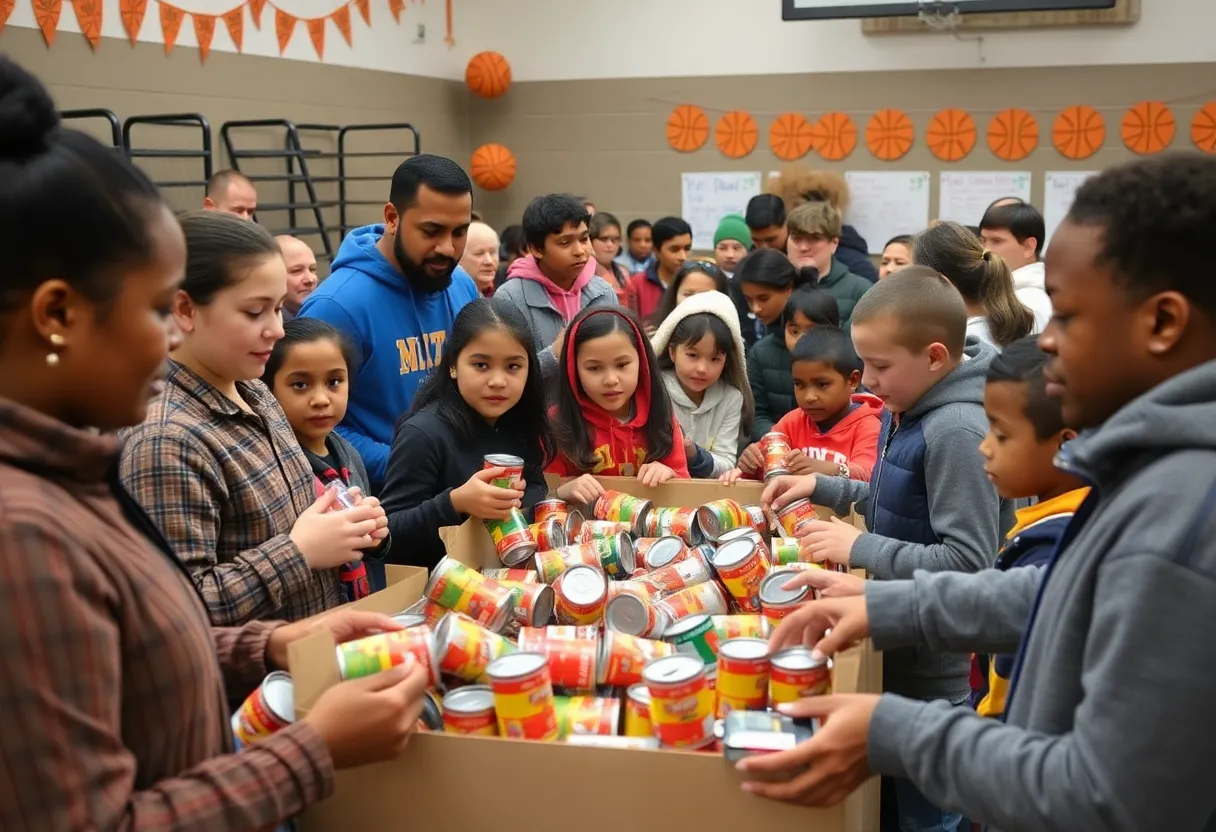 Community members participating in USC Upstate food drive