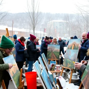 Asheville artists engaged in an art competition for hurricane relief.