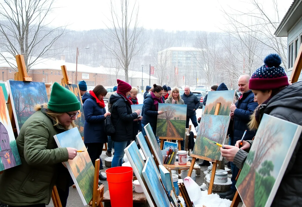 Asheville artists engaged in an art competition for hurricane relief.