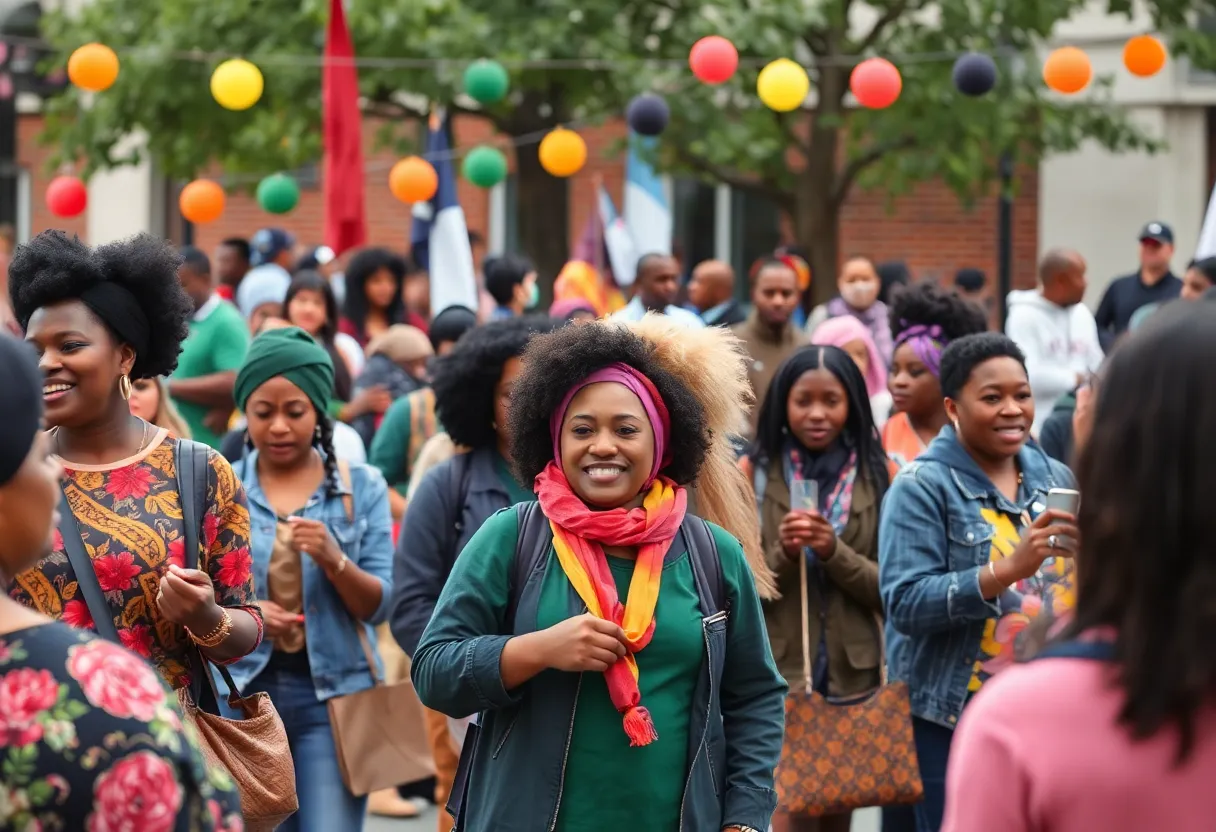 Community gathering celebrating Black History Month in Asheville