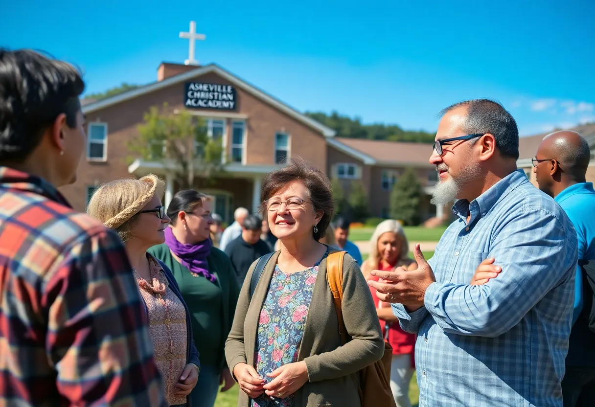 Asheville community members discussing the academy allegations
