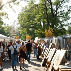 Community festival in Asheville showcasing local artists' work after Hurricane Helene.