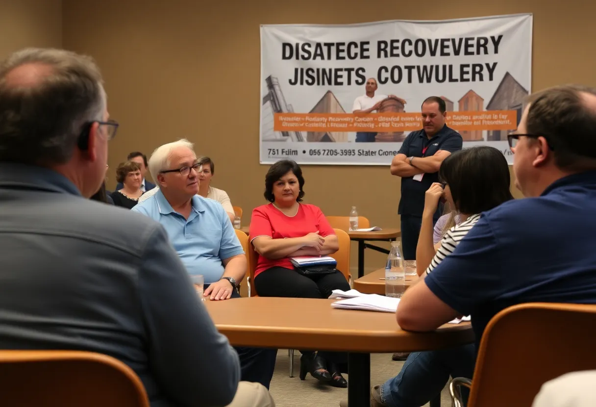 Residents of Asheville participating in a community meeting about disaster recovery efforts.