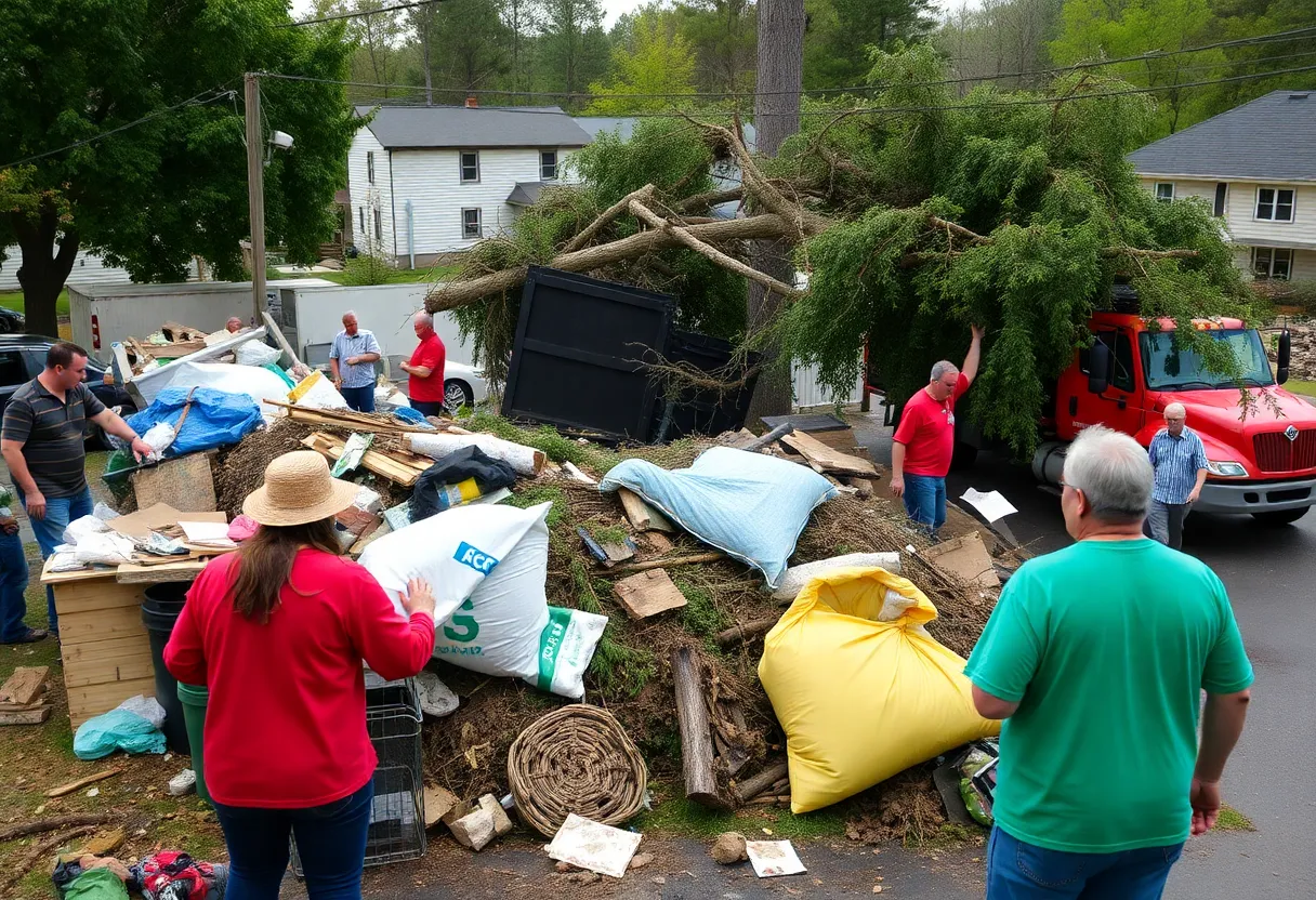 Residents of Asheville cleaning up debris after Hurricane Helene