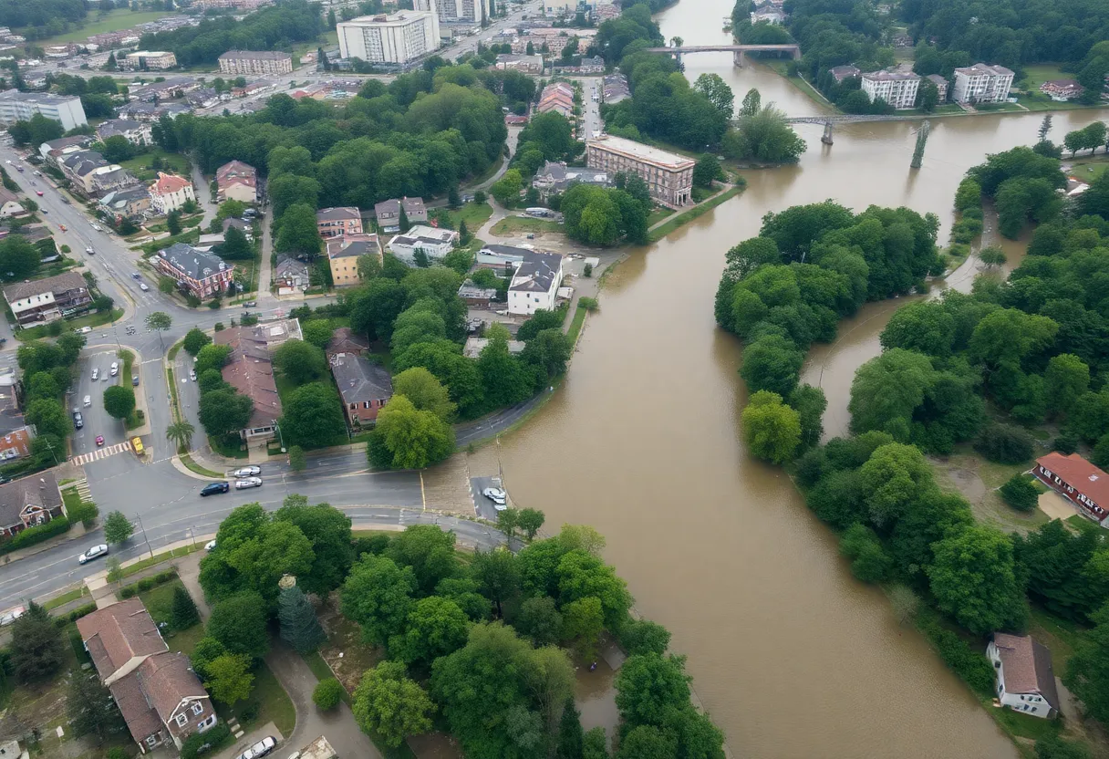Flood damage in Asheville from Hurricane Helene