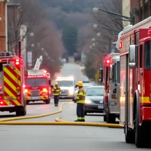 Fire department responding to a gas leak in Asheville