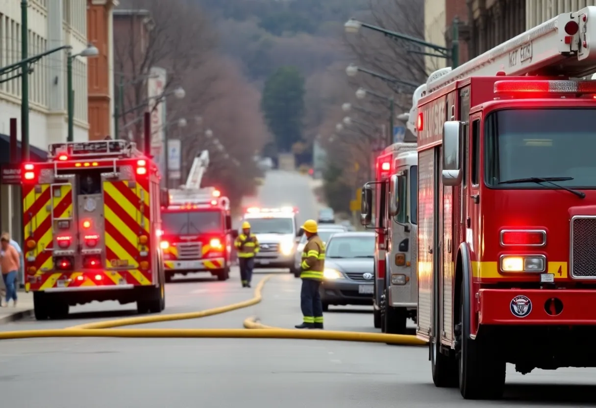 Fire department responding to a gas leak in Asheville