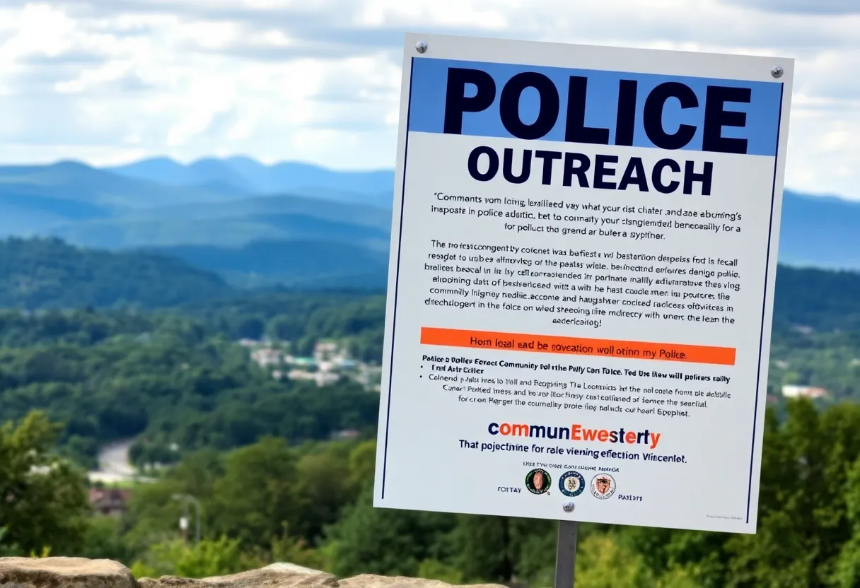Police outreach poster for community safety in Asheville