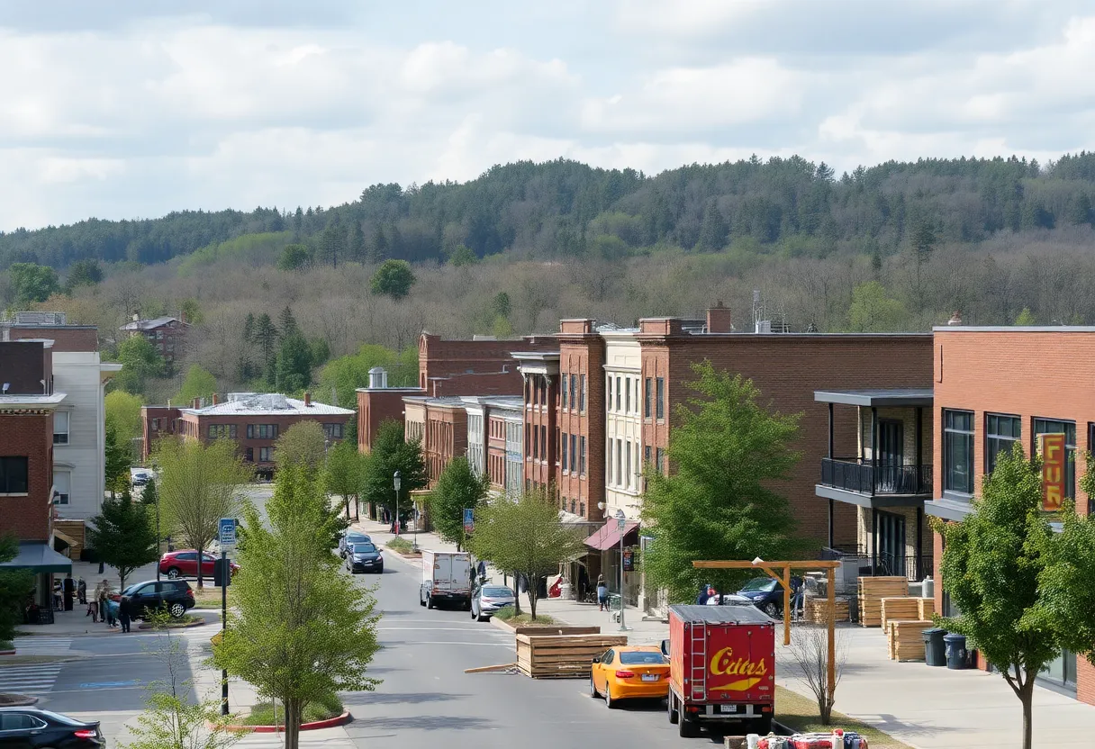 A view of Asheville showing community resilience and recovery efforts.