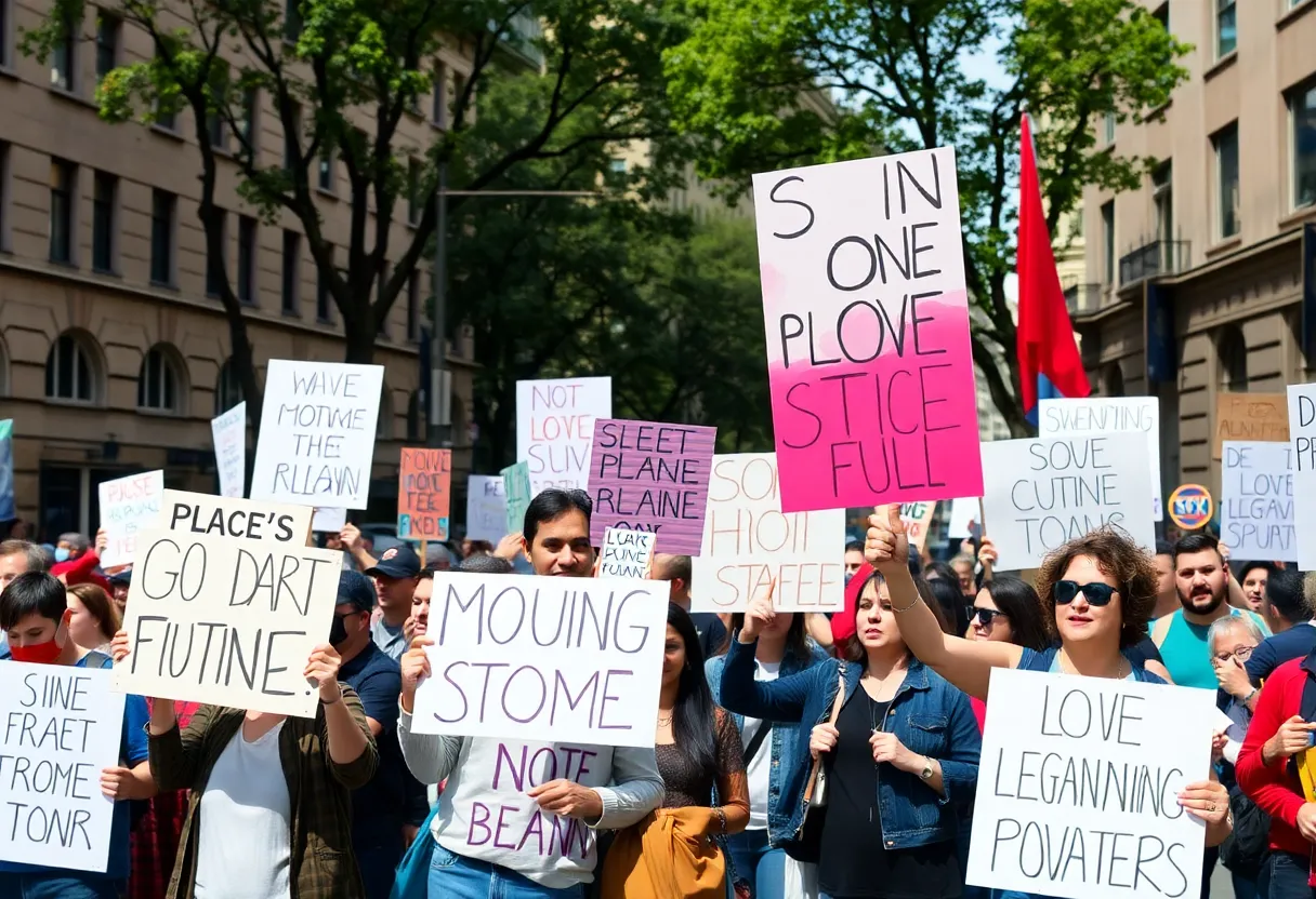 Protesters gather in Asheville to oppose federal layoffs