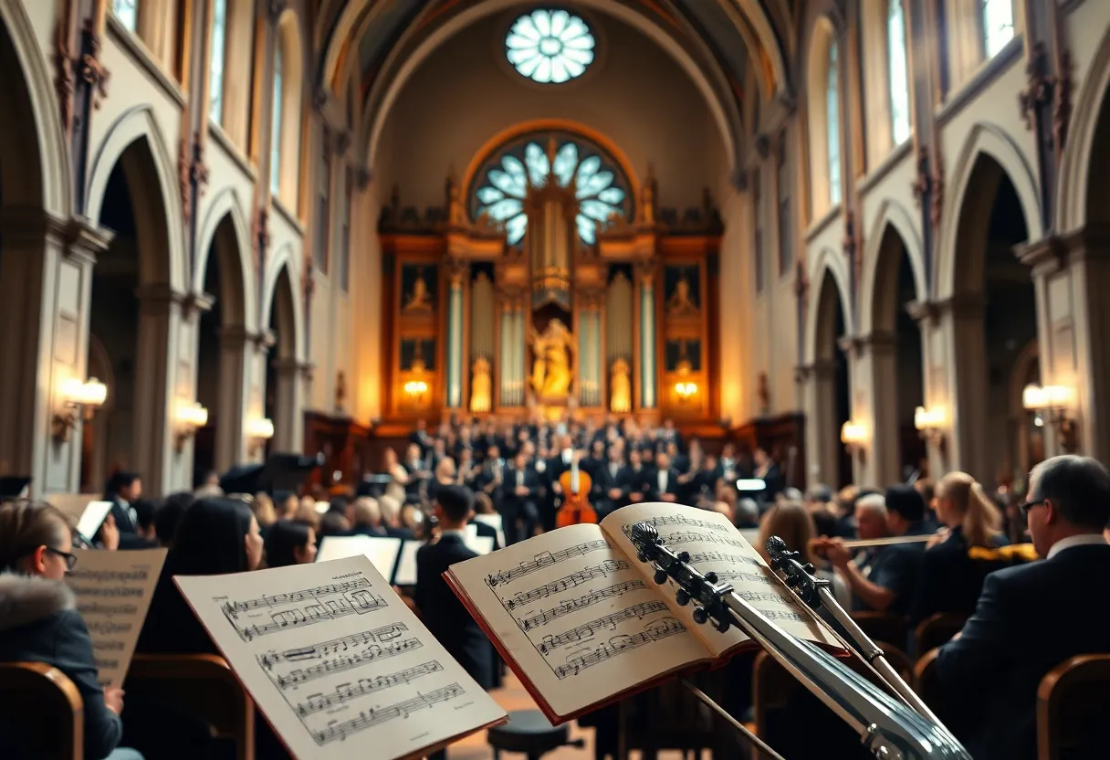 Orchestra performing at the Asheville Symphony concert