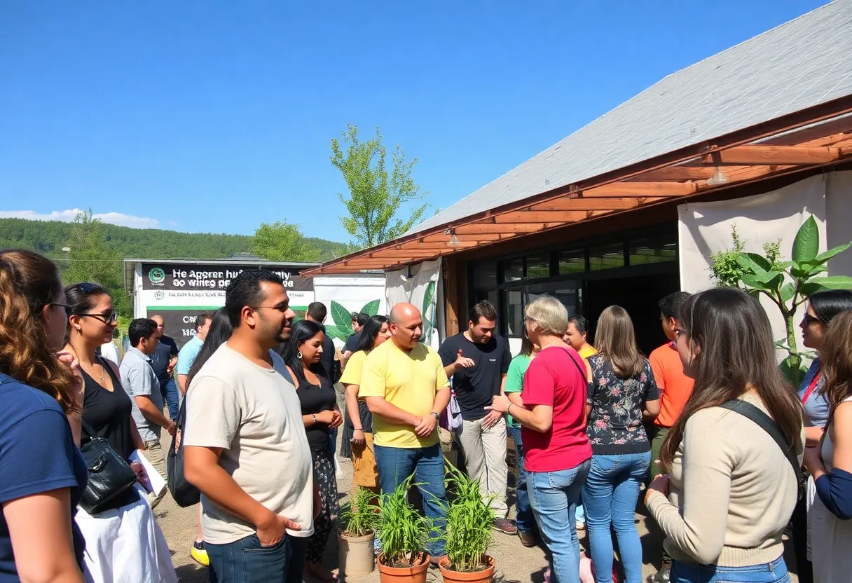 Community members engaging in sustainable activities at the Regen Hub in Asheville.