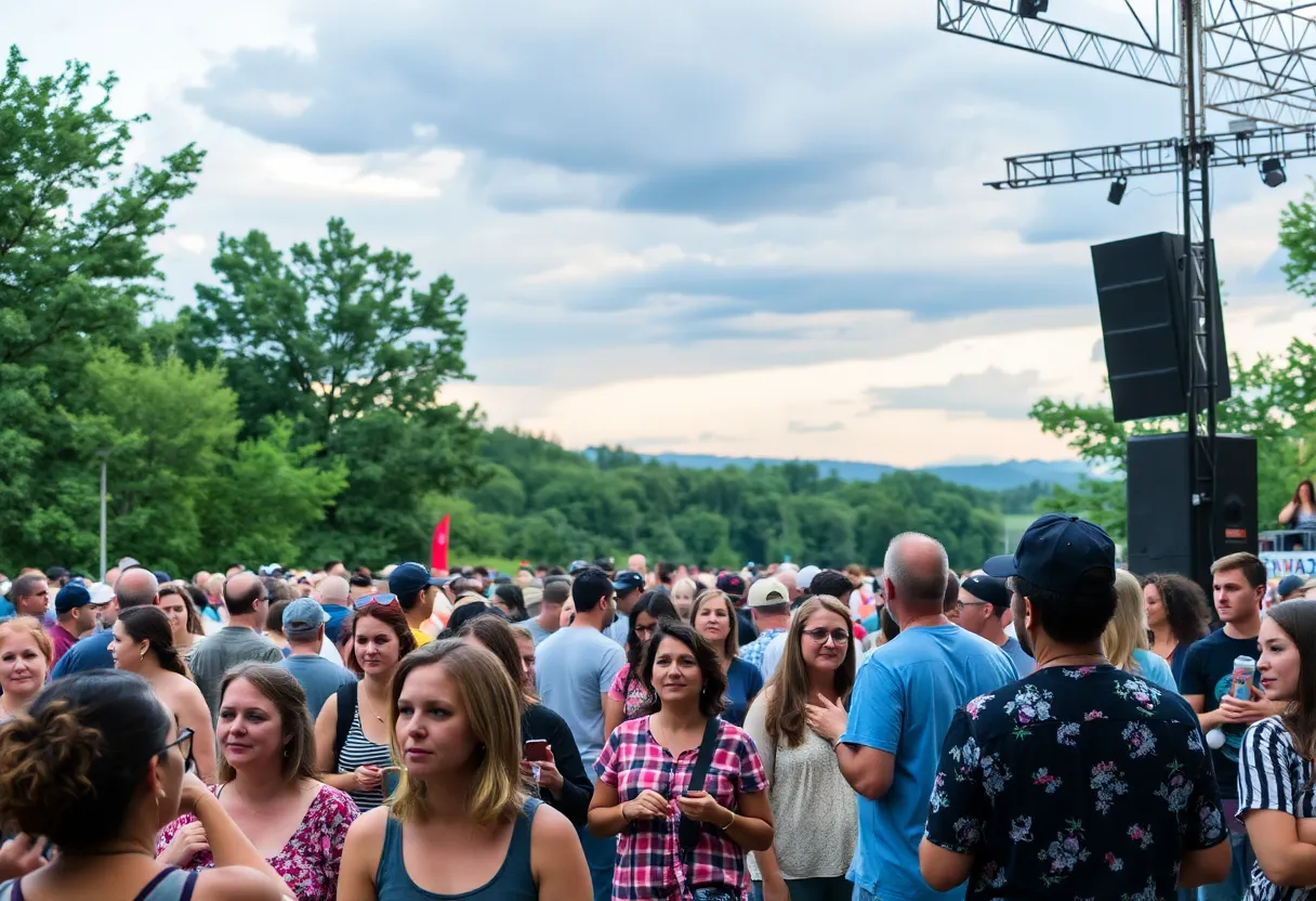 Fans enjoying a lively concert in downtown Asheville