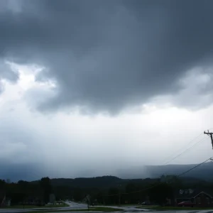 Stormy weather in Buncombe County with heavy rain