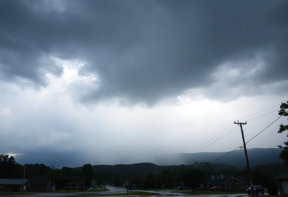 Stormy weather in Buncombe County with heavy rain