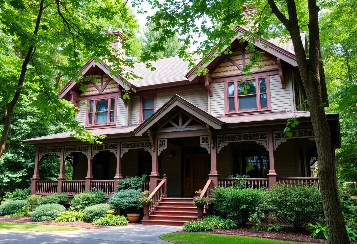 Exterior view of the Carolina Bed and Breakfast showcasing Arts and Crafts architecture in Asheville.