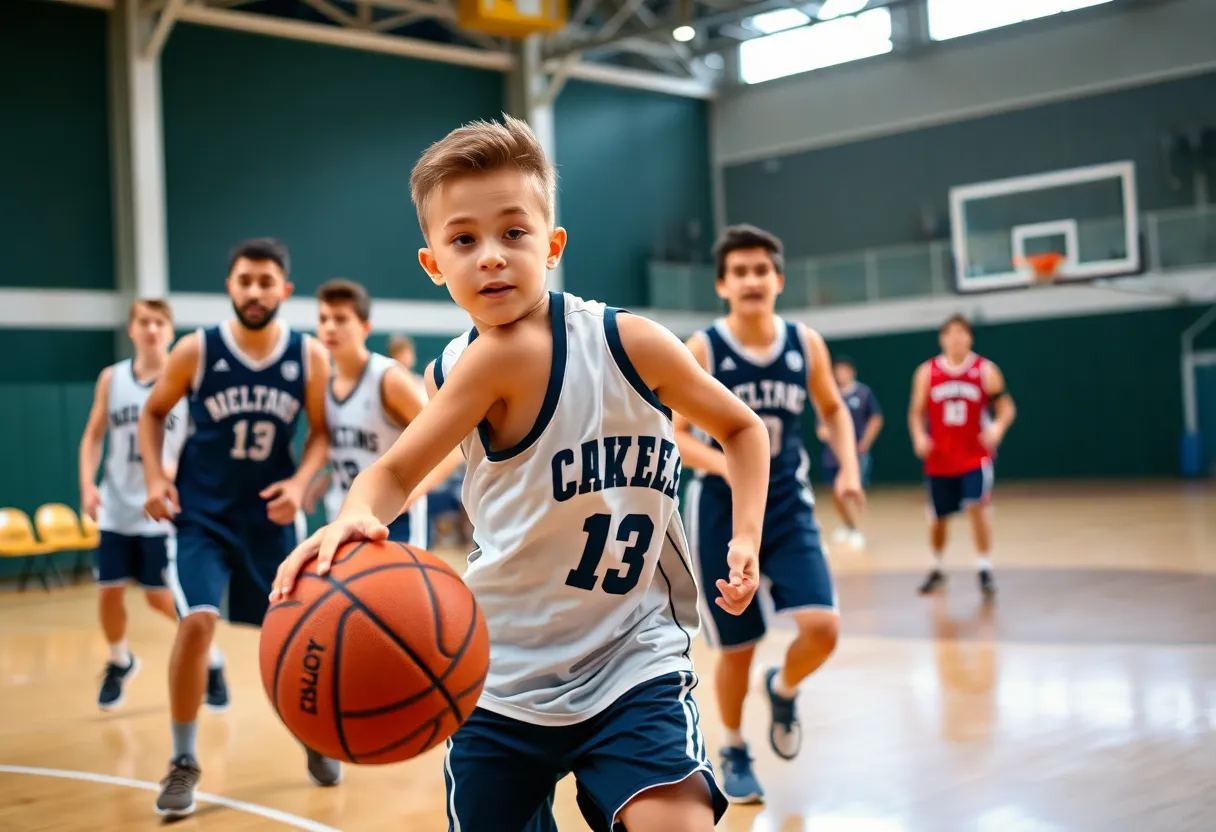 Young basketball player demonstrating impressive skills on the court