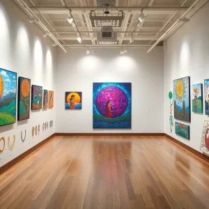 Art exhibit illustrating community resilience and healing