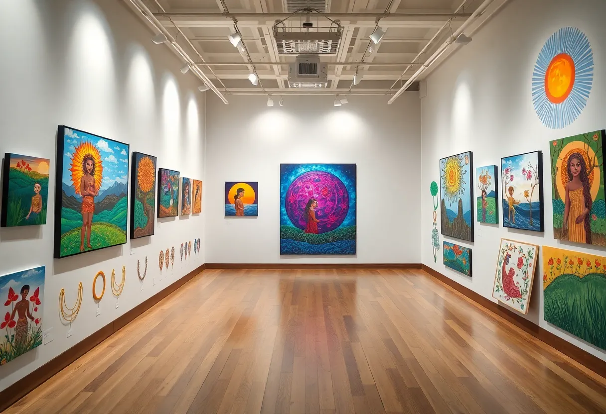 Art exhibit illustrating community resilience and healing