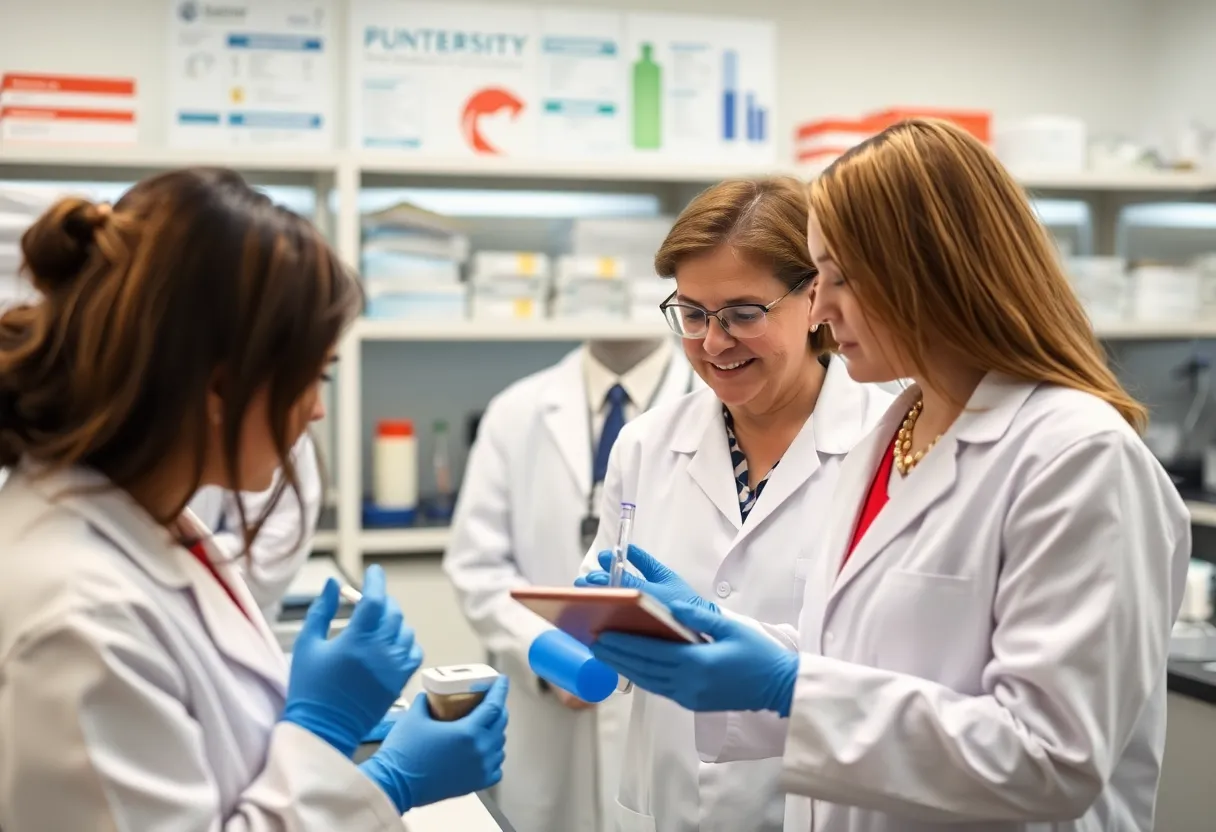 Scientists collaborating on medical research in a laboratory in North Carolina