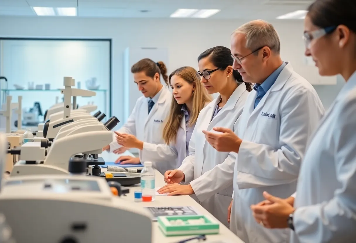 Scientists conducting research in a laboratory in North Carolina